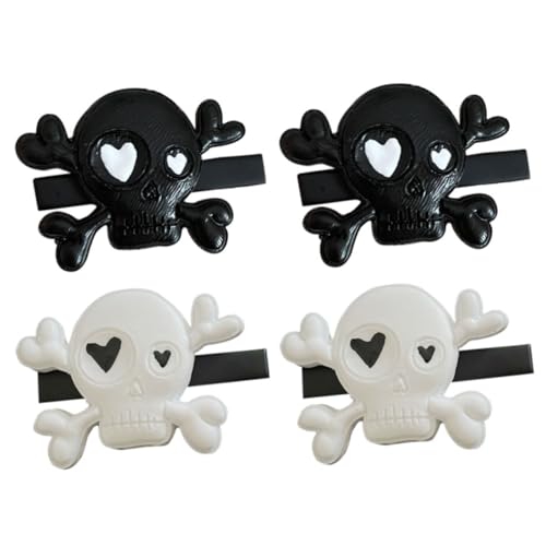 Vaguelly 2 Paare Goth Halloween Haarspangen Skelett Haarklammern Punk Haarschmuck für Frauen Auffällige Halloween Accessoires für Cosplay und Partys von Vaguelly