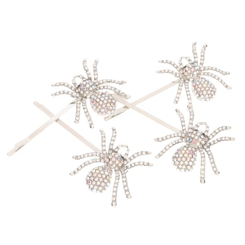Vaguelly 2 Paare Halloween Haarschmuck Spinnen Haarspangen mit Funkelnden Rhinestones Glitzernde Haarclips für Party Karneval Kostümzubehör Auffälliges Design für Damen und Mädchen von Vaguelly
