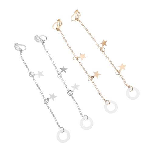 Vaguelly 2 Paare Stylische Ohrclips für Kabellose Kopfhörer Ohrhängeschmuck Gold Silber Ohrhänger Verlieren der Ohrhörer zu Verhindern für Sport und Alltag von Vaguelly