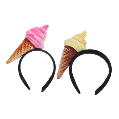 Vaguelly 2 STÜCK Teiliges Süßes Eiscreme Stirnband aus Weichem Haarschonendem Rutschfestes Haarband für Damen Perfektes Accessoire für Spa Cosplay Halloween und Festival von Vaguelly