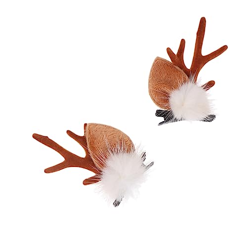 Vaguelly Geweih Haarspange Kinder Plüsch mit Weißem Pompon Weihnachts Haarspangen Mädchen Umweltfreundlich Haarschmuck für Weihnachten Party Geburtstag Alltag Kopfschmuck Dekor von Vaguelly