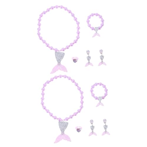 Vaguelly 2 Sätze Halsketten-Set für Kinder Halskette mit Perlenanhänger Geburtstag Halsketten eine Halskette Perlenkette Meerjungfrauenschmuck für Kinder Halskette mit Baby-Anhänger Armband von Vaguelly