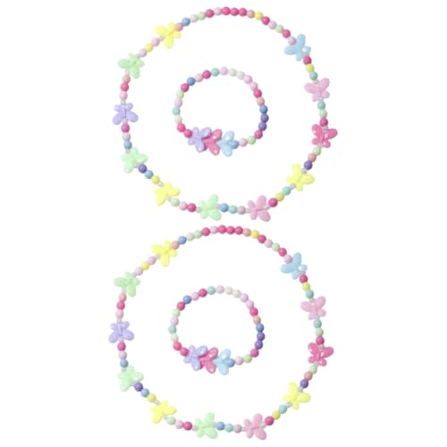 Vaguelly 2 Sätze Kinderzubehör Schmuck für kleine Mädchen vortäuschen Kinderanzug Kinderanzüge Halskette Schmuck für Mädchen Schmuck für Kleinkinder Handbuch Armband Korn einstellen Acryl von Vaguelly