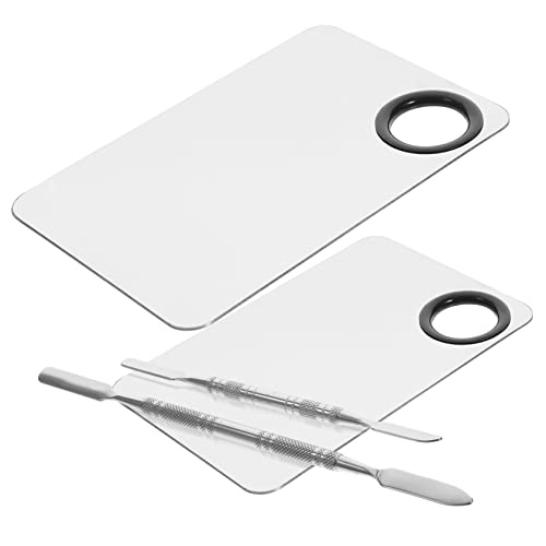 Vaguelly 2 Satz Make-up-palette Polieren Nagel-kit Make -up -tool Platte Tablett Konturpalette Nägel Pads Kosmetik Nagelpigmentpalette Lidschatten Maniküre-werkzeuge Rostfreier Stahl Silver von Vaguelly