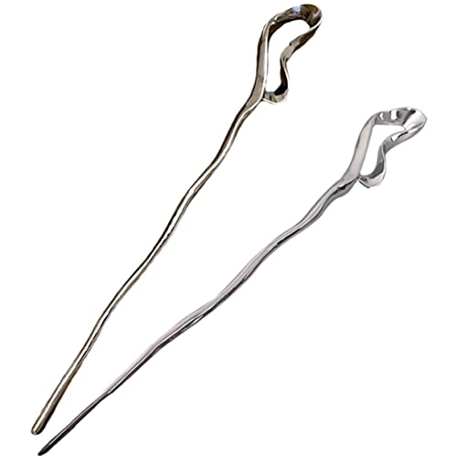 Vaguelly 2 Stck Teiliges Damen Haarnadeln Metall Chinesischer Stil Haarstäbchen mit Unregelmäßiger Form Haarschmuck für Dutt und Pferdeschwanz Komfortabel und Fest Haltend von Vaguelly