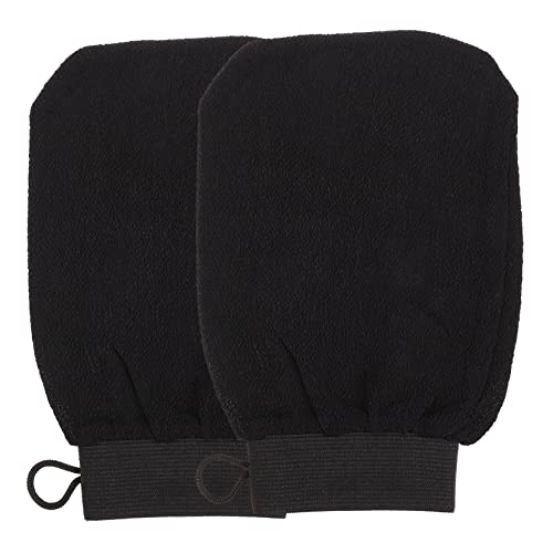 Vaguelly 2 Stück Badehandschuhe Peeling-Handschuh Körperpeeling Feuchtigkeitsspendend Badetuch exfoliating glove exfoliate gloves handtücher tragbare Duschtücher Badhandschuhe Black von Vaguelly