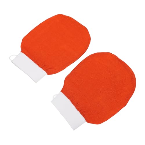 Vaguelly 2 Stück Badehandschuhe exfoliating glove exfoliate gloves badetücher wiederverwendbare Handschuhe zur Reinigung Reinigungsmittel Körperbürstenhandschuhe tragbare Duschtücher Orange von Vaguelly