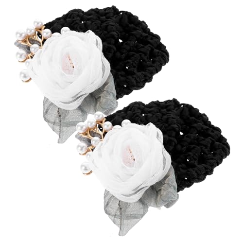 Vaguelly 2 Stück Blumiges Haarnetz mit Haarklammer für Damen Dekoratives Haarnetz Brötchen Geeignet für Dickes Dünnes Lockiges Haar Perfekter Haarschmuck für Arbeit Uniform und Alltag von Vaguelly