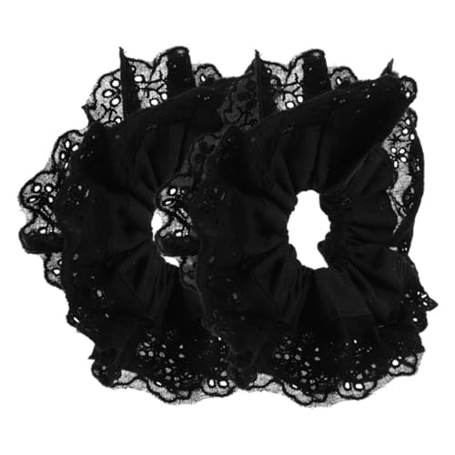 Vaguelly 2 Stück Doppellagige Spitzen Haargummis Große Elastische Haargummis für Frauen und Mädchen Fester Griff Weiches Material Bequemer Sitz Stylische Haarschleifen für Alltag und von Vaguelly