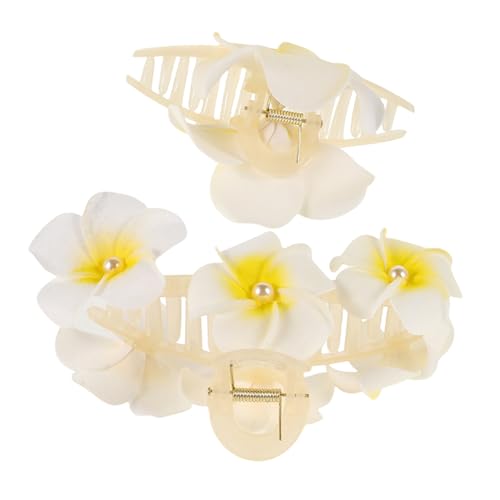 Vaguelly 2 Stück Frangipani Haarspangen Für Hochzeiten Blumen Haarklammern Party Accessoires Geformt Tropisch Süß Rosa Ausgefallene Strandkrallen Blumenmuster Mädchen Styling von Vaguelly