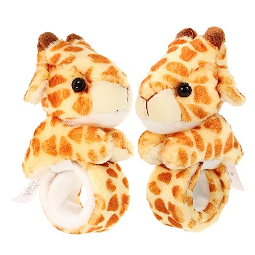 Vaguelly 2 Stück Plüsch Giraffe Schlagarmbänder für Kinder Weiche Schnapparmbänder für Partys und Spielzeug Lustige Armbänder mit Tiermotiven von Vaguelly