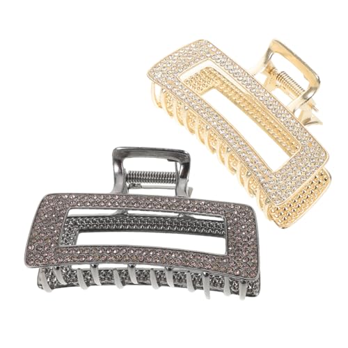 Vaguelly 2 Stück Große Strass Haarklammern für Frauen Metallische Rutschfeste Haarspangen mit Quadratischem Design Funkelnde Claw Clips für Updo und Dutt Robuste Schmuck-haarhalterungen von Vaguelly