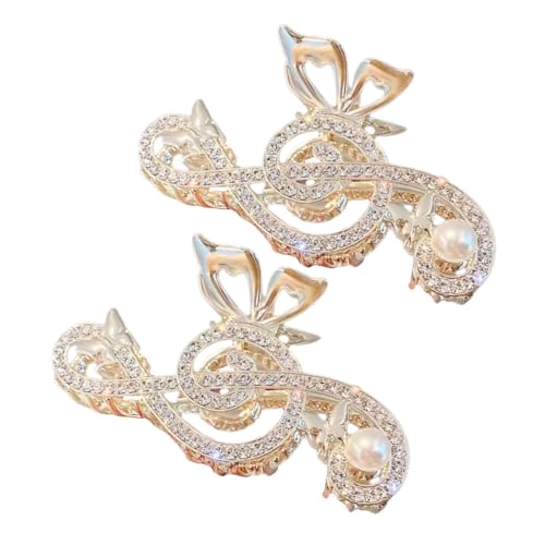 Vaguelly 2 Stück Haarklammern Musiknote mit Funkelnden Strasssteinen Große Haarklammern für Dickes Haar Rutschfeste Haarspangen und Sichere Haaraccessoires für Damen und Mädchen von Vaguelly