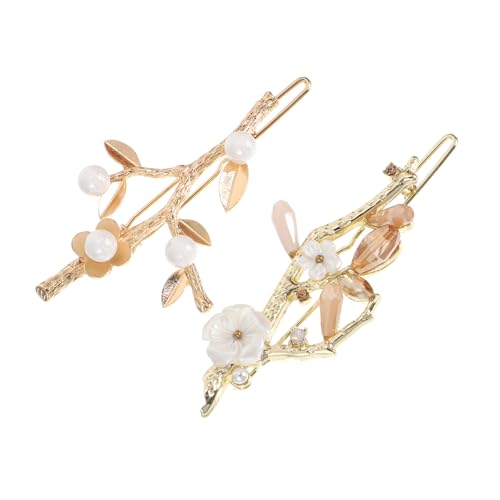Vaguelly 2 Stück Haarklammern mit Blumen und Perlen Modischer Haarschmuck für Damen und Mädchen Vielseitige Haarspangen für Alltag und Festtagsfrisuren Stilvolle Haaraccessoires von Vaguelly