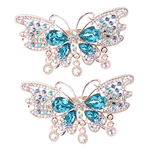 Vaguelly 2stücke Haarklammern Für Frauen Haarschmuck Pferdeschwanzhalter Federhaarspange Weibliche Haarnadeln Mode Frühling Schmetterlinge Automatische Haarspangen Haar Clips von Vaguelly
