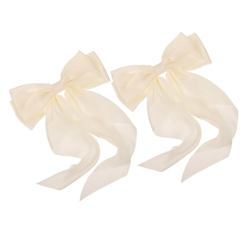 Vaguelly 2 Stück Haarschleifen Satin Stoff Haarklammern Schleifen Haarspangen Damen Haarclip für Alltag Party Hochzeit Haarschmuck Accessoires Cremefarben von Vaguelly