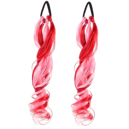Vaguelly 2 Stück Haarverlängerungen Bunte Lockige Pferdeschwanz-extensions mit Haarring Weiche Synthetische Ponytail Wigs für Mädchen Sicherer Halt Beim und Sport von Vaguelly