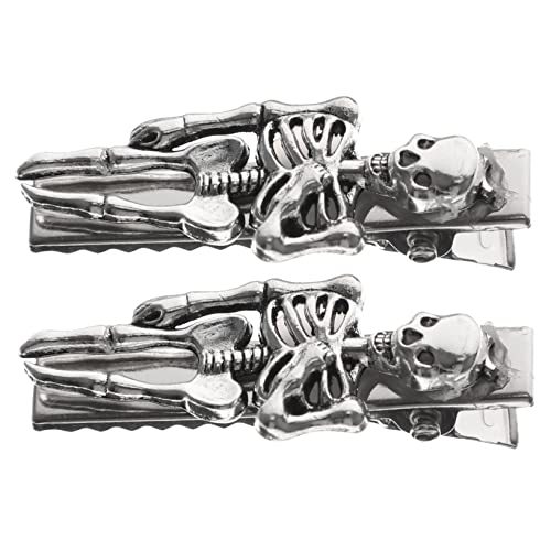 Vaguelly 2 Stück Halloween Haarschmuck Skelett Haarspangen mit Metall Rock Style Haarclips für Damen Mädchen Dekorative Knochen Haarspange für Party Cosplay Karneval von Vaguelly