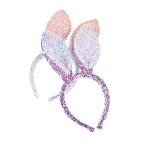 Vaguelly 2 Stück Hasenohren Haarreif mit Glitzer Kinderfestliche Kopfbedeckung für Ostern und Partys für Cosplay und Familienfotos von Vaguelly