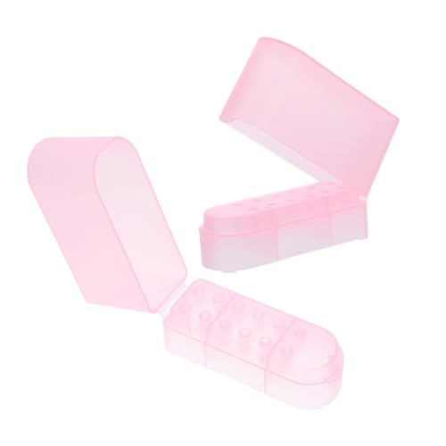 Vaguelly 2 Stück Nail Drill Bit Organizer Box Halbtransparent Rosa Kompakt und Robust Transparenter Aufbewahrungsbehälter für Nagelbohrer und Maniküre Zubehör für den professionellen von Vaguelly