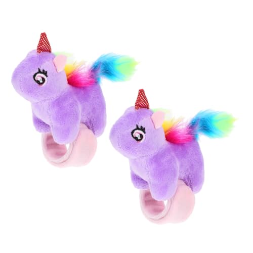 Vaguelly 2 Stück Plüsch Einhorn Schnapparmband Tiermotiv Armbänder für Bequeme Handgelenksbänder für Partys und Dekoration Robuste und Sichere Spielzeugarmbänder von Vaguelly