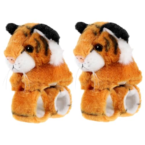 Vaguelly 2 Stück Plüsch Slap Armbänder Tiger Design für Kindergeburtstagsfeiern Dschungel Themenpartys Kuschelig und Sicher Einfach zu Tragen für Tiermotive von Vaguelly