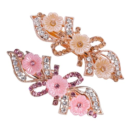 Vaguelly 2 Stück Rose Strass Haarspange Damen Strass Prom Clips Für Haar Bobby Pins Pferdeschwanzhalter Haarspange von Vaguelly