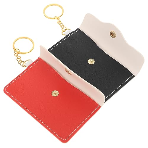 Vaguelly 2 Stück Schlüsselring mit Kartenetui PU Geldbörse Schmutzabweisend Tragbarer Kartenhalter für Kreditkarten Münzen Tablets Outdoor von Vaguelly