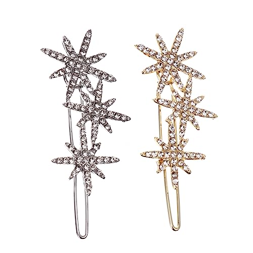 Vaguelly 2 Stück Schneeflocken Sterne Haarklammern mit Strass Funkelnde Weihnachts Haarspangen für Damen für Festliche Anlässe und Besondere Anlässe von Vaguelly