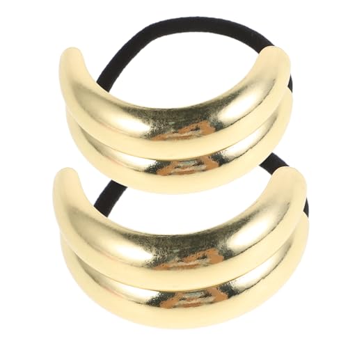 Vaguelly 2 Stück Schwarze Goldene Haargummis Teiliges Hohe Elastizität Geometrisch Geschwungene Metall Haarmanschetten Ponytail Halter für Damen und Mädchen Rutschfeste Langlebige von Vaguelly