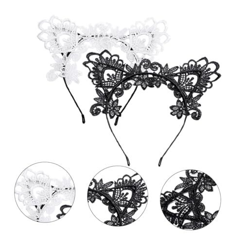 Vaguelly 2 Stück Spitze Katzenohren Haarreif Leichtes Dekoratives Haarschmuck Accessoire für Frauen Komfortabel und Modisch für Partys und Alltag Geeignet von Vaguelly