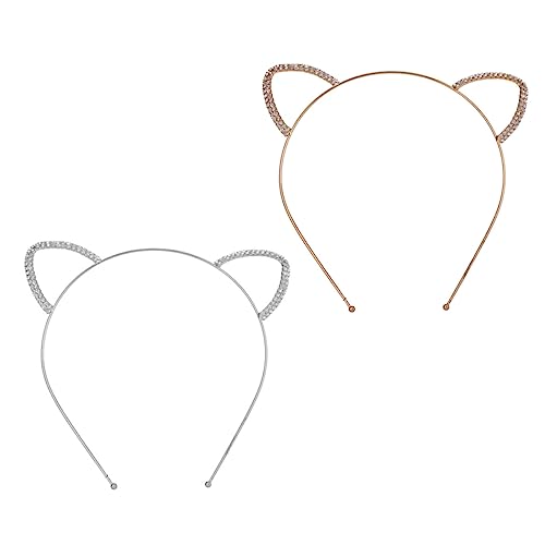 Vaguelly 2stücke Katzenohren Stirnband Für Mädchen Katze Ohr Haarreifen Cosplay Haarschmuck Flexibles Stirnband Mit Katzenohren-design von Vaguelly