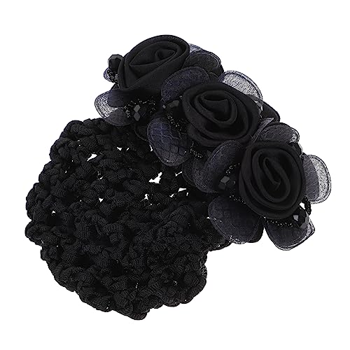 Vaguelly 2 Stück Teiliges Haarnetz für Dutt Damen mit Blumen Design Dekorative Haarnetze für Haarbündel Praktische und Stilvolle Haarspangen Geeignet für Formelle und Anlässe Schwarz von Vaguelly