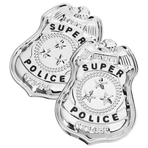 Vaguelly 2 Stück Teiliges Halloween Cosplay Pin Lebensechte Polizeibrosche für Kostümpartys und Rollenspiele Zubehör für Männer und Frauen Silberne Schmuckgeschenke von Vaguelly
