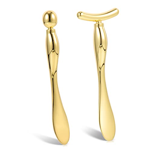 Vaguelly 2 Stück Teiliges Metall Augencreme Massagegerät Metall Löffel T Förmiger Glatte Oberfläche Fördert Linderung von Augenmüdigkeit Make Up Spatel für Präzise Cremetupfer von Vaguelly