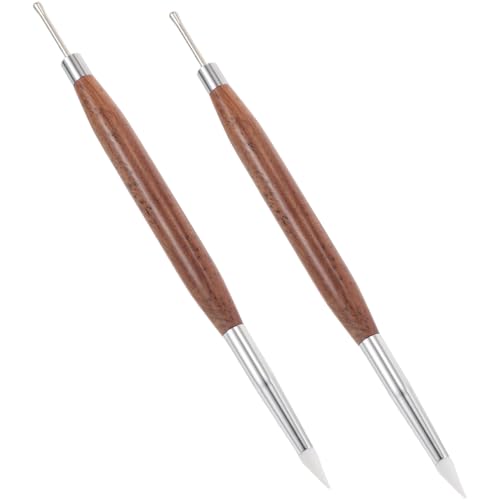 Vaguelly 2 Stück Teiliges Nagel Skulptur mit Ergonomischem Sandelholzgriff Doppelseitigem Silikon Pinsel für Gel Scraping Präzisionszeichnung und Prägung Langlebig für Profi und Zuhause von Vaguelly