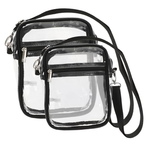 Vaguelly 2 Stück Teiliges Transparente PVC Umhängetaschen mit Verstellbarem Gurt Durchsichtige Crossbody Tasche mit Reißverschluss für Frauen und Männer für Konzerte Sportveranstaltungen von Vaguelly