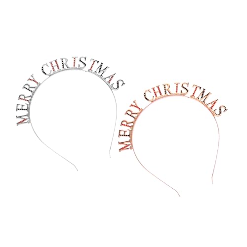 Vaguelly 2 Stück Teiliges Weihnachts Haarband aus Langlebiger Legierung Silber und Roségold mit Funkelnden Buchstaben für Damen und Modisches Festliches Haarschmuck Accessoire von Vaguelly