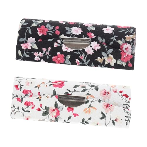 Vaguelly 2 Stück Tragbare Lippenstiftboxen mit Spiegel Floral Bedruckte Lippenstift aufbewahrung Handliche Make up Organizer für Damen Sicherer Klappverschluss Kompakte Kosmetiktasche von Vaguelly
