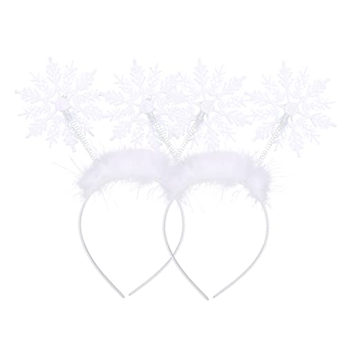 Vaguelly 2 Stück Weihnachtlicher Haarreif Weiß Schneeflocken Haarschmuck Festliches Party Accessoire für Damen und Mädchen Dekorativer Kopfschmuck zur Weihnachtszeit und Cosplay von Vaguelly