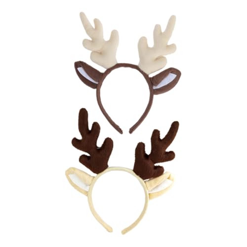Vaguelly 2 Stück Weihnachtliches Rentier Geweih Haarreifen Komfortabler Langlebiger Stirnband Kopfschmuck für Damen Festliche Party Dekoration und Kostüm Accessoire zu Weihnachten von Vaguelly