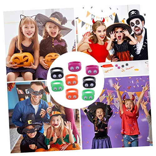 Vaguelly 20 Stück Teiliges Halloween Finger Ring Bunte Kunststoffringe mit Lustigem Augen Design Party Deko für Drinnen und Draußen als Mitgebsel und Party Requisite von Vaguelly