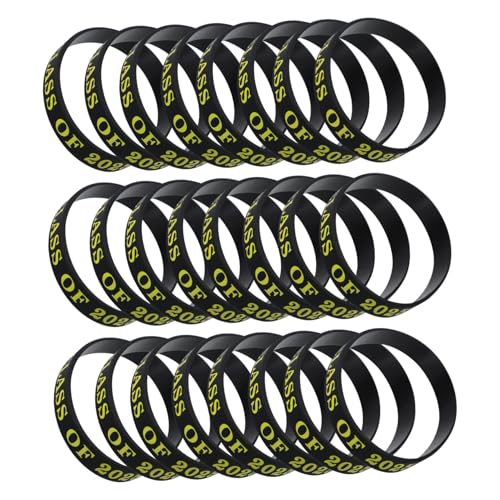 Vaguelly 24 Stück Graduation Silikonarmbänder für Klasse von Elastische Abschlussarmbänder für Partys Erinnerungsstücke und für Schüler Lehrer und Gäste von Vaguelly