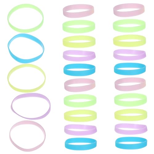Vaguelly 25 Stück Teiliges Nachtsicht Silikon armbänder für Verstellbare Fluoreszierende Neon armbänder in Blau Violett Grün Gelb Komfortable Dehnbare für Events von Vaguelly
