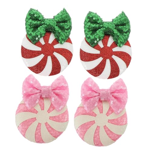 Vaguelly 2paare Glitzernde Weihnachts-haarspangen Mit Sequin-bögen Praktische Haarschmuck Für Mädchen Für Festlichkeiten Und Partys Sicherer Für Haarschnitt von Vaguelly