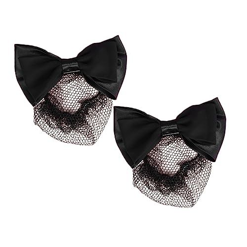 Vaguelly 2Stücke Elastische Dutt Schleifen Haarschmuck Haarnetz mit Clip für Damen Zubehör für Tanz Büro und Besondere Anlässe Schwarz von Vaguelly