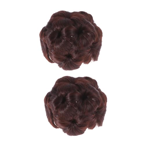 Vaguelly 2stücke Pferdeschwanz-hochsteckfrisur Chignon Haarknoten-clips Kopfschmuck Für Frauen Blume Synthetische Haarteile Für Dutts Rot von Vaguelly
