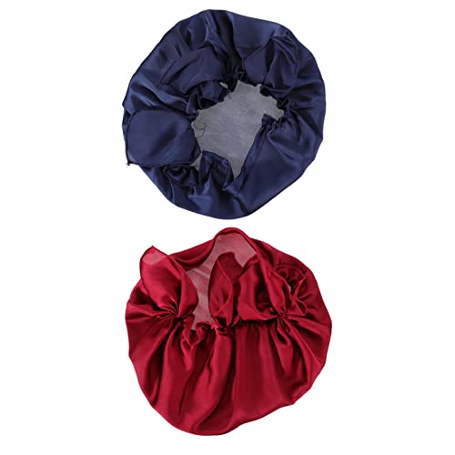 Vaguelly 2stücke Satin Schlafhaube Für Damen Elastische Haarabdeckung Zum Schlafen Atmungsaktives Nachtschlafmütze-design Leicht Zu Tragen Und Haare Schützen von Vaguelly