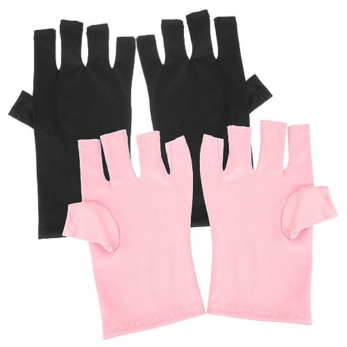 Vaguelly 2paare Fingerlose Uv-schutzhandschuhe Für Professionelle Maniküre Atmungsaktive Und Elastische Rosa Und Schwarz Für Gel-nagellampe Geeignet von Vaguelly
