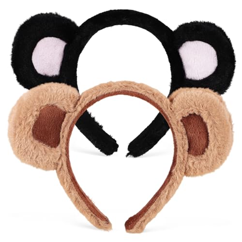 Vaguelly 2stücke Stirnbänder Mit Bärenohren Flauschige Bären-stirnband Cosplay-stirnband Für Erwachsene Tierohren-kopfbedeckung Für Party Und Fotoshootings von Vaguelly